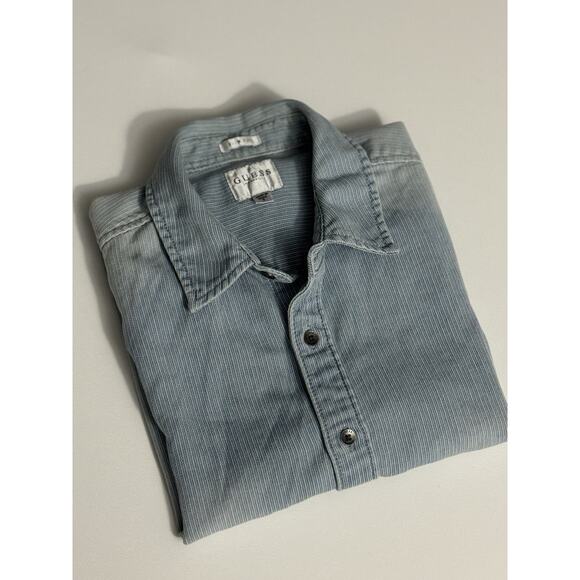 Guess Men's Denim, CottonBlend Button Up Shirt Sleeve Shirt - PRELOVED - Size S - Picture 10 of 11